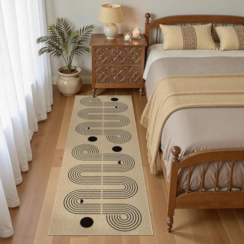 UERMEI 2x6 Outdoor Jute Runner Rug, Neutral Farmhouse Washable Patio Non Slip Carpet, Pet Friendly Mat for Hallway Kitchen Bedroom Laundry - Geometric Brown - Thumbnail 4