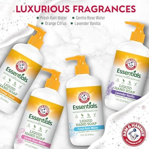 Arm & Hammer 6 Pack Liquid Hand Soap for Skin Cleaning - Cleanser for Kitchen & Bathroom with Fresh Rain Water Scent - Natural Hand Soap Cleanses, Softens 14 FL Oz (414ml) - Thumbnail 4