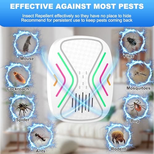 Ultrasonic Pest Control Repeller, Indoor Mouse Repellent for Rats, Mice, Bats, Rodents, Roaches, Cockroaches, Insects, and Mosquitoes – Electronic Plug-in Pest Repeller 6 Pack - Thumbnail 3