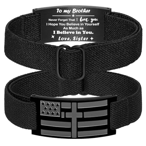 GLEZZA To Brother Bracelets Gifts,American Flag Cross Bible Verse Bracelet Christmas Birthday Christian Fathers Day Jewelry Gifts,Adjustable Size - Image 1