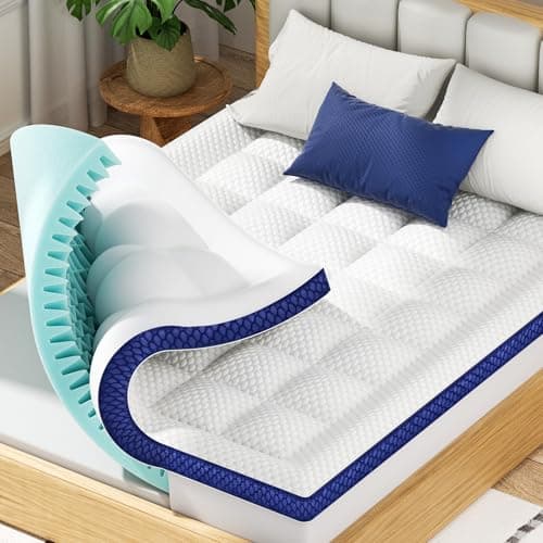 BEDELITE Queen Mattress Topper Dual Layer 4 Inch Memory Foam Mattress Topper, 2 Inch Pilow Top Mattress Pad and 2 Inch Premium Gel Foam Mattress, with Stretchable Pockets Up to 6"-24" - Image 1