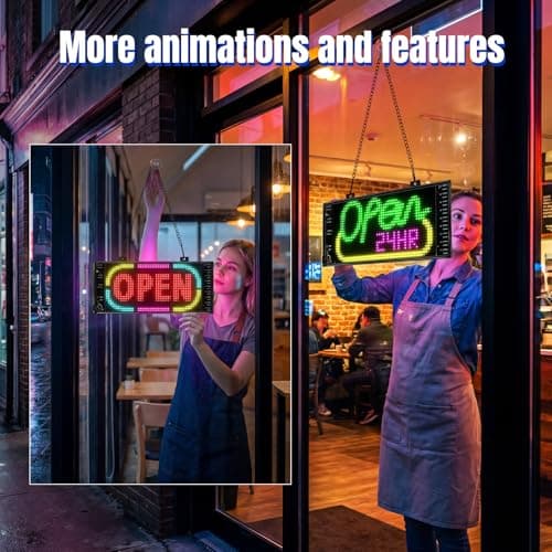 LED Open Sign with Programmable Display, Bluetooth App Control, Multiple Dynamic Effects, for Shop Windows, Cafes, Bars - Thumbnail 2