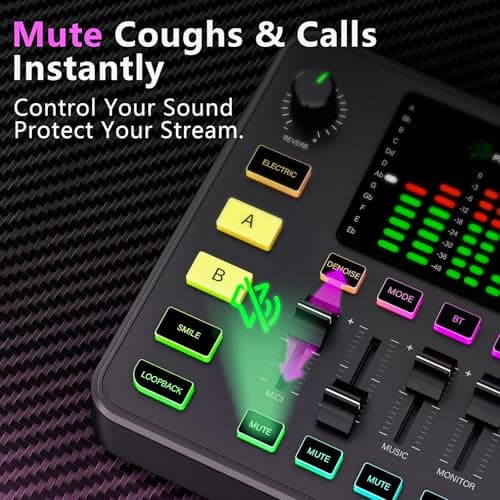 Podcast Equipment Bundle, Audio Mixer with Dynamic Microphone for PC, Gaming Equipment Set for Podcast Recording, Changer Voice/Denoise/Reverb/Bluetooth,Live Streaming, Video Vocals（Phone/PS5) - Thumbnail 5