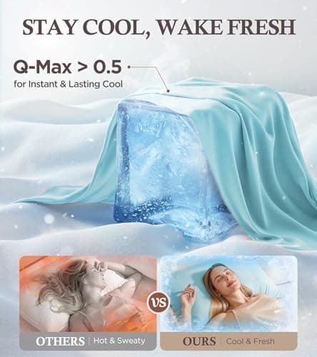 Instant Chill Cooling Pillowcase for Hot Sleepers, 2% HA Infused Pillowcase Hydrates Skin & Hair, Reduces Wrinkles & Frizz, Softer Than Silk Pillow Cases, Pillow Covers Queen (Mint Blue, 1 Pack) - Thumbnail 3