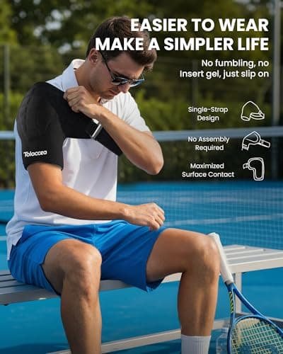 Tolaccea Shoulder Ice Pack Brace with Integrated Triple-Layer Coldfocus Gel, Shoulder Compression Frozen Sleeve with 40-Min Cold & Hot Therapy for Rotator Cuff, Tendonitis, Surgery Recovery - Thumbnail 6