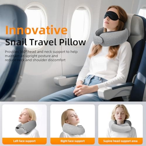 Travel Neck Pillows for Airplanes, Premium 100% Memory Foam Neck Pillow with Alternative Skin-Friendly Silk Cover - Upgrade Liner Enables Easy Pillowcase Cleaning, Travel Pillow Fits Plane, Car, Train - Thumbnail 6