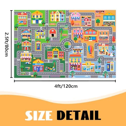 IWRJFQWR Car Rug Play Mat for Kids Room, Road Rug for Kids Floor Educational Learning Track Road Rugs Decorate Nursery Toddler Preschool Bedroom Playroom Decor Mat, 2.5 x 4 Feet - Thumbnail 2