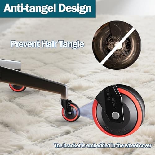 TESUMI Office Chair Wheels 3 Inch Hard PA Wheels Chair Casters Replacement, Heavy Duty Quiet No Scratch Gaming Chair Wheel for Hardwood Floor Carpet, Set of 5, Universal Fit/Not for 1KEA//Tangle-Free - Thumbnail 5