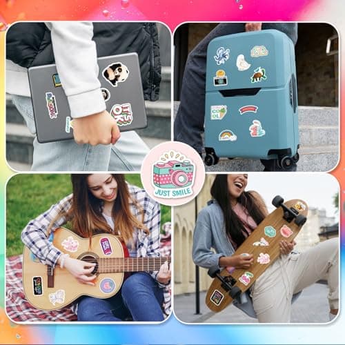 BJMOWIN 400PCS Water Bottle Sticker Pack, Cute Vinyl Stickers for Teens Adults, Bulk Waterproof Decals for Phone Skateboard Scrapbooking Students Back to School Rewards Party Favors Decor - Thumbnail 4