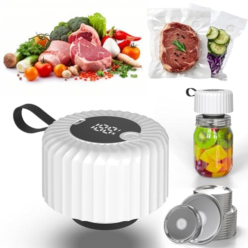 Mason Jar Vacuum Sealer, Food Saver Vacuum Sealer Machine(Lids Included) for Wide, Regular Mouth Mason Jars, Portable Automatic Canning Machine For Kitchen Food Storage(White) - Image 1