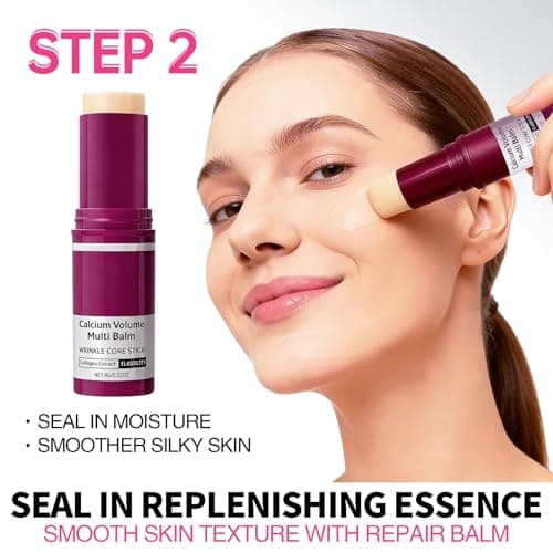 HUiPENGFEI Eye Care Set - Calcium Multi Balm Stick + Deep Hydrating Under Eye Patches 30 Pairs, Nourishing Calcium Volume Balm, Collagen Moisturizing, Gentle on Skin, Eyes Care & Daily Skincare - Thumbnail 4