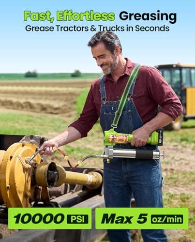 TaskStar Grease Gun with Lock-On Trigger for Effortless Greasing, Cordless Electric Grease Gun Kit, 2 Batteries, 40" Hose & LED Light, 14 oz Capacity for Tractor, Truck & Equipment Maintenance - Thumbnail 2