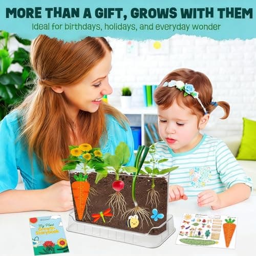 Root Viewer Kit for Kids - Science STEM Toys with Fun Stickers & Storybook, Craft Planting Kits for Ages 4-12, Birthday Gifts for Girls & Boys 4 5 6 7 8 9 10 Year Old(A Size) - Thumbnail 2