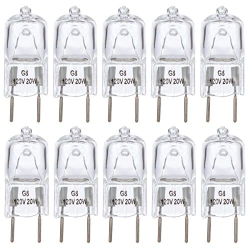 Simba Lighting Halogen Light Bulb G8 T4 20W JCD Bi-Pin (10 Pack) Shorter 1-3/8" (1.38") Length for Under Cabinet Puck Lights, Kitchen Hood, Landscape Lights, Desk Lamps 120V Dimmable, 2700K Warm White - Image 1
