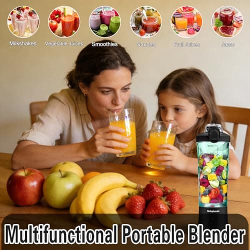 Portable Blender for Smoothies, 600ML Capacity, Rechargeable Personal Blender with Leak Proof Lid and Safety Lock, USB Charging, Black - Thumbnail 6