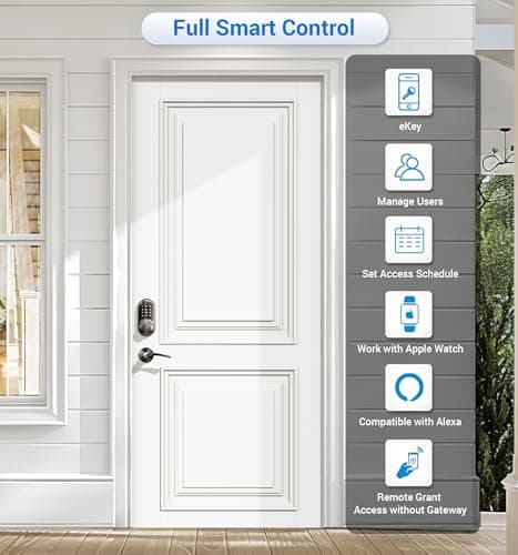 Veise RZ07B Smart Locks for Front Door, 2 Lever Handles, Fingerprint Keyless Entry, App Control Biometric Door Lock Set, Touchscreen Keypad Deadbolt, Easy Install, Auto Locking, Matte Black - Thumbnail 4