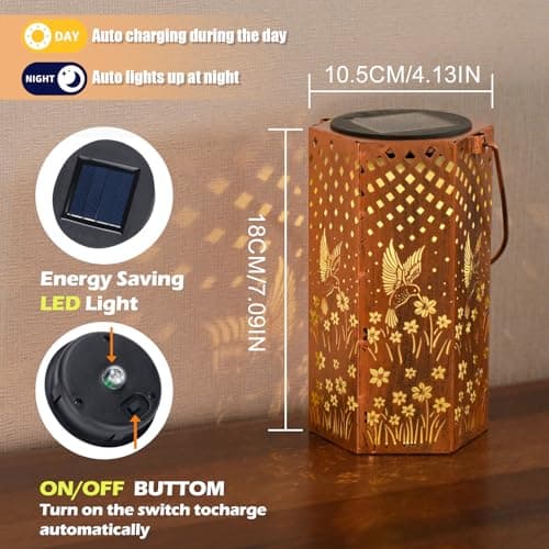 Hummingbird Solar Lanterns Outdoor Waterproof Garden Decor - Birthday Gifts for Women Men Mom Father Garden Gifts, Solar Lights Outdoor Decor for Patio, Outside, Yard, Lawn, Pathway - Thumbnail 6