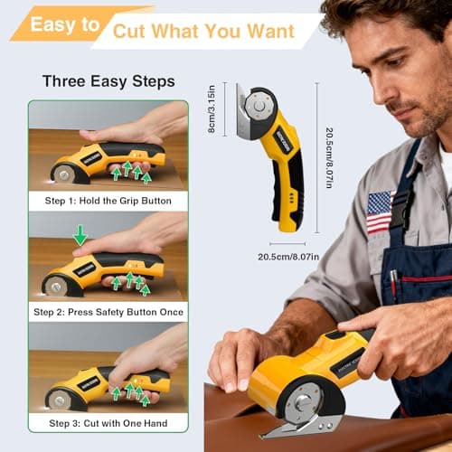 Cordless Electric Scissors,Rechargeable Cardboard Cutter, 4V Upgrade Motor Electric Box Cutter with 2 Blades, Safety Lock & LED Light, Powerful Cutting for Cardboard Box, Plastic, Leather - Thumbnail 4