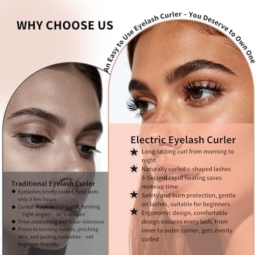 KiiNii Heated Eyelash Curler, Electric Eyelash Curler with 4 Temperature Settings, LED Display, 5S Fast Heating, Type-C Rechargeable Lash Curler, Long-Lasting Curl Styling Tool for Women - Black - Thumbnail 4