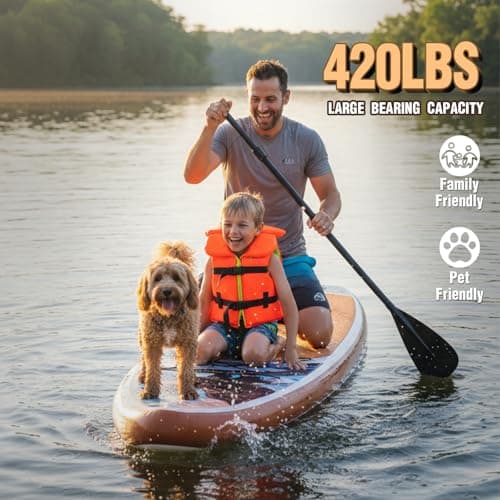 FEATH-R-LITE Inflatable Paddle Board Stand Up Paddleboards for Adults SUP with Premium Accessories Pump, Adjustable Paddle, Leash, Three Fins, Backpack (Ash Eagle) - Thumbnail 3