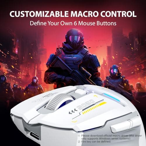 INPHIC IN9 Wireless Gaming Mouse, Real Tri-Mode 2.4G Wireless/Type-C Wired/Bluetooth Mouse, 10k DPl, Fully Programmable, RGB Lighting, Hyperspeed Rechargeable Wireless Mouse for Laptop PC Computer Mac - Thumbnail 5
