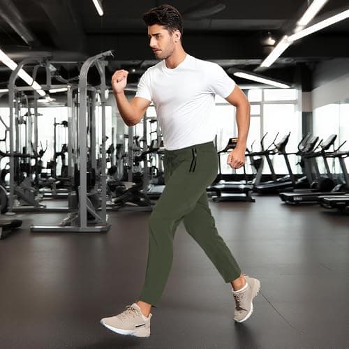 MOURCE Men's Quick-Dry Glide Golf Pants - Lightweight Men Workout Sweatpants, Army Green S - Thumbnail 6
