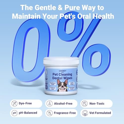 UZENEY Pet Teeth Cleaning Wipes for Dogs&Cats, 60 pcs Dental Finger Wipes, Larger Sized, Plant Extract Ingredients Refresh Breath & Control Plaque & Protect Gum, Dog Tooth Brushing Kit, Unscented - Thumbnail 4