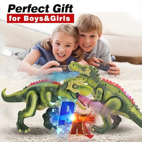 Remote Control Dinosaur Toys for Kids 3-5-7, Upgraded T Rex Dinosaur Toys with Changing Light, 7 Color Spray & Realistic Roars, RC Walking Dinosaur Robot 4-7, Birthday Gifts Toys for Kids Boys 3+ - Thumbnail 6