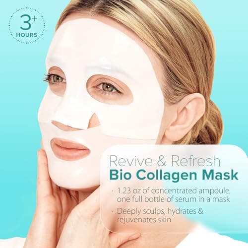 Ebanel Bio Collagen Face Mask, 4-Pack Hydrating Face Masks with 7 Peptides, Hyaluronic Acid, Niacinamide, Centella, Rose Water, Ceramide, and B5, Glass Skin Tightening and Lifting Korean Sheet Masks - Thumbnail 2