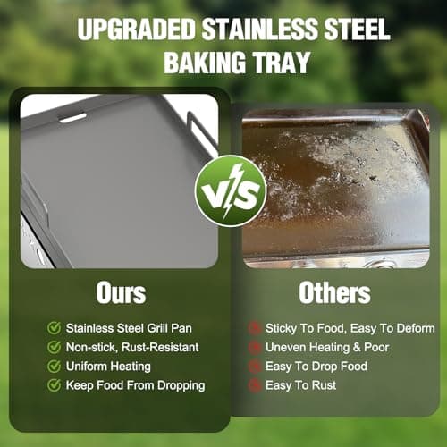 Cowsar Premium Dual-Burner Tabletop Gas Grill | 16,000 BTU Portable Propane Grill with 304 Stainless Steel & Dual Side Shelves – Compact Outdoor BBQ for Patio, Camping, and Backyard Grilling - Thumbnail 3