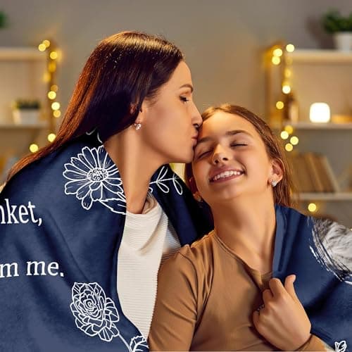 KUKULIKI Ships Next Day, Personalized Christmas Mom Blanket Gift, Custom Blanket with Kids Name and Birth Month Flowers, Birthday Gifts for Mom from Daughter Son, Personalized Gifts for Grandma,Wife - Thumbnail 6