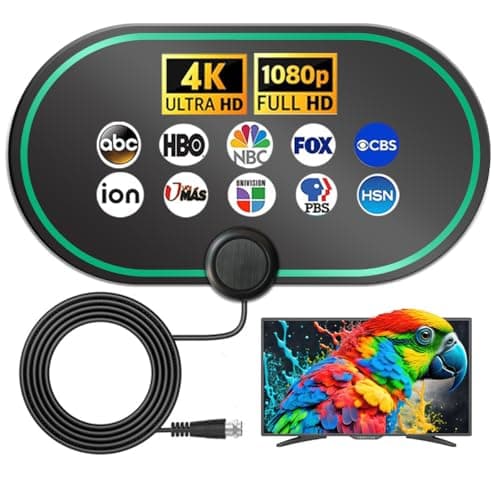 TV Antenna for Smart TV Indoor,HD Digital TV Antennas Long Range Signal Reception Up to 900 Miles, Support 4K 1080p All TVs,Easy Installation, Tv Receiver for Local Channels 10ft HDTV Coax Cable - Image 1