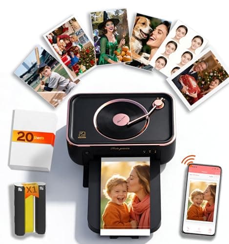 PRT 4x6 Photo Printer, Thermal Dye Sublimation WiFi Picture Printer for Phone, Portable Phone Printer with AR Video & 20 Sheets 1 Cartridge, Instant Printing for Home Use, CP6000 Black - Image 1