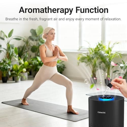 Air Purifiers for Bedroom Home, Cobectal Air Cleaner with H14 True HEPA 3-in-1 Filter for Room up to 1050 ft², Sleep Mode & Aroma Function, Portable Air Purifiers for Office, Dorm, RVs, Black - Thumbnail 4