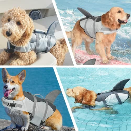 Doglay Dog Life Jacket Shark, Ripstop Dog Life Vests for Swimming Boating with High Buoyancy and Rescue Handle, Adjustable Dog Life Jacket Pet Flotation Vest for Small Medium Large Dogs - Thumbnail 4
