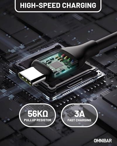 Omnibar Soft Silicone USB A to USB C Cable (6FT, Black), Tangle-Free Type C Charger Fast Charging Cord for iPhone 17 16 15 Pro Max, Samsung Galaxy S26 S25, Pixel 10, iPad, PS5, Xbox, Car CarPlay Cable - Thumbnail 4