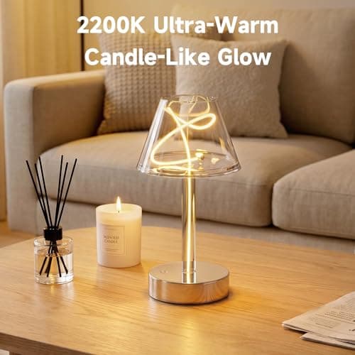 Unique Table Lamp Cordless Rechargeable, Minimalist Ambient Light - Thumbnail 6
