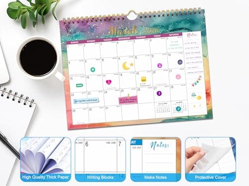 Gannyfer 2026 Wall Calendar, 18 Monthly Desktop/Wall Calendar 2026-2027, Use from Jan 2026 to Jun 2027, 11" x 8.5", Wall Planner for Your Family, School or Office (3 Stickers Included) - Thumbnail 3