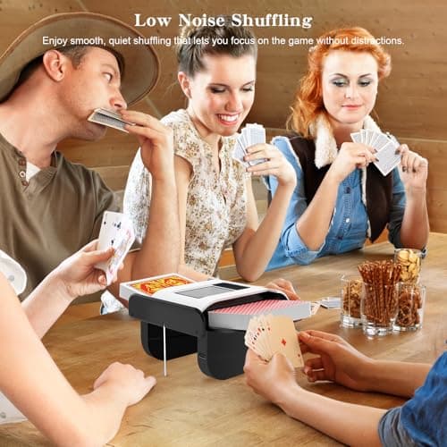 Xixter Automatic Card Shuffler for 2 Decks, Battery Powered Card Shuffler, Cards Shuffler Machine for Poker, Uno, Blackjack, Texas Hold'em, Skip-Bo, Home Card Games (White) - Thumbnail 6