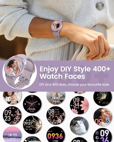 Smart Watches for Women(Answer/Make Calls), 1.27'' AMOLED Screen Activity Trackers with Heart Rate/Sleep/SpO2 Monitor, Smartwatch for iPhone/Samsung/Android,120+ Sport IP68 Fitness Watch 2Bands Violet - Thumbnail 6