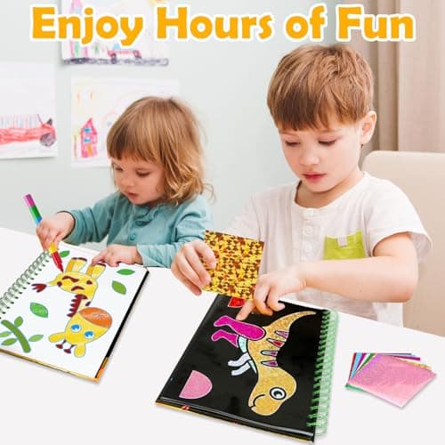 FUNNYB&G Foil Art Crafts for Kids Ages 4-8: Mother's Day 2026, Birthday Gift for Kids, Art and Crafts Supplies, Party Favors, Creative Toys for Kids 4 5 6 7 8 9 Years Old(Dinosaur Ainmal) - Thumbnail 5