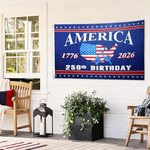 250th Anniversary American Flag - 3x5 Ft Double Sided 3 Layers Patriotic Flags - 4th of July Decorations Independence Day 250th Anniversary Flag for Indoor Outdoor Decoration - Thumbnail 2