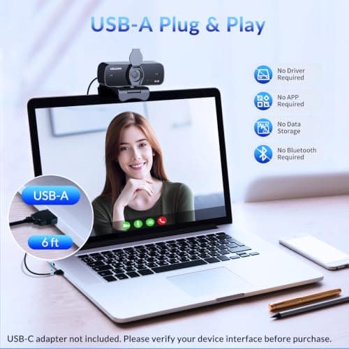 NEWORK 4K Webcam for PC with Stable Auto Focus, Smooth Video, 2 Noise-Cancelling Microphones, USB Plug & Play, Ideal for Online Teaching, Meetings, and Remote Communication - Thumbnail 6
