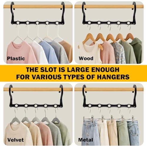 Closet Organizers and Storage, 8 Pack Stronger Space Saving Hangers for 40 Clothes, College Dorm Room Essentials for Guys Girls, Clothes Hanger with 5 Holes, Closet Storage, Magic Home Organization - Thumbnail 6