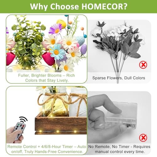 HOMECOR Mason Jar Centerpiece Light Table Decorations - Table Runner Home Decor Coffee Table Decor with Wood Tray and Remote Control Led Light Table Centerpieces for Home Kitchen Dining Living Room - Thumbnail 5