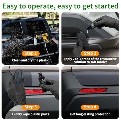 Kingvo Plastic Restorer for Cars, Black Plastic Trim Restoration,Vinyl Trim Restorer Automotive Hydrophobic Ceramic Coating with Foam Applicator,30ML(4-Pack) - Thumbnail 6
