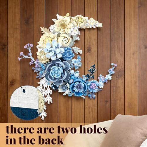 Blue Moon Flower Building Set - Botanical Collection Building Blocks for Adults, Moon Decor Wall Art Artificial Flowers, DIY Gift for Christmas, Valentines, Birthday, Mother’s Day, Tabletop Decoration - Thumbnail 2