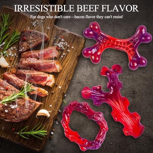 Frienhund 6-Pack Indestructible Dog Toys for Large Breed: Dog Toys for Aggressive Chewers, Nylon Dog Chew Bones for Large Dogs, Dog, Irresistible Beef Flavor - Thumbnail 6
