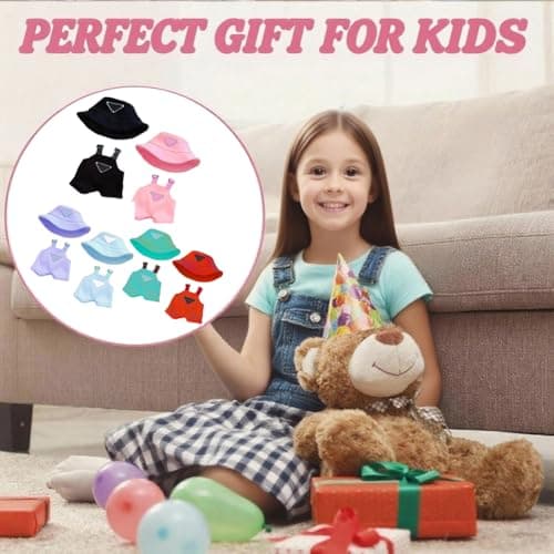 17cm Doll Clothes 2 Set - 6.7 Inches Dark Cute Hat & Overalls Outfit, Suitable for 17cm Plush Dolls, Dress-Up Accessories (Doll Not Included)-Style 4 - Thumbnail 4