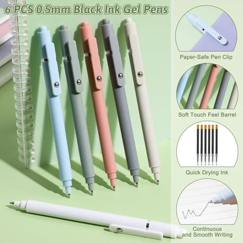 Niodel Spiral Notebooks Set, 9 Pcs A5 College Ruled Journals with 6 Black Ink Gel Pens, 6 Colored Ink Gel Pens, 6×0.5mm & 6×0.7mm Refills, Perfect for School Work Journaling - Thumbnail 5